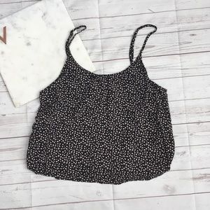 garage womens xs floral cutout tank top flowy blac